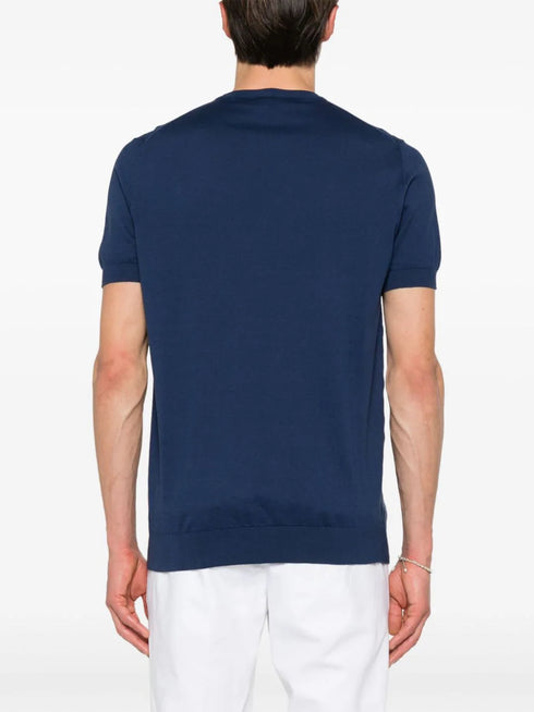 geometric-pattern knitted T-shirt